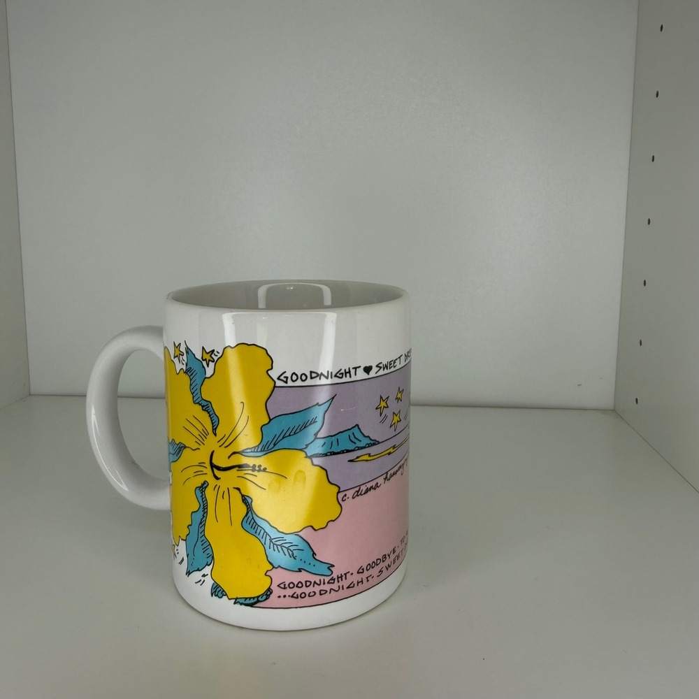 Vintage 1993 Diana Hansen-Young Hawaii - Colorful Hibiscus Mug